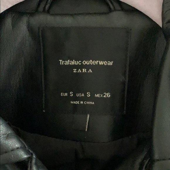 Zara Black Moto Faux Leather Jacket Small - Picture 7 of 8